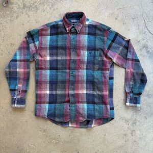 Vintage Wrangler Twenty X Large Flannel Shirt 80s Multicolor Color Blocked
